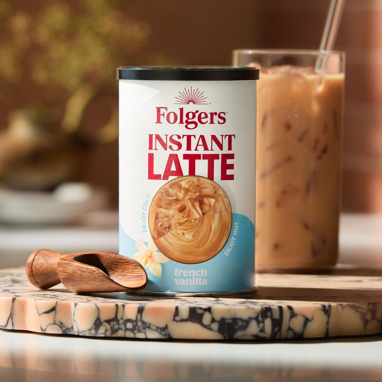 Folgers French Vanilla Flavored Instant Latte, 16 Ounce (Pack of 6)