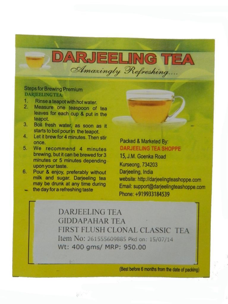 Darjeeling Tea Fresh Arrival (FIRST FLUSH 2023) CLONAL CLASSIC TEA 400 gms