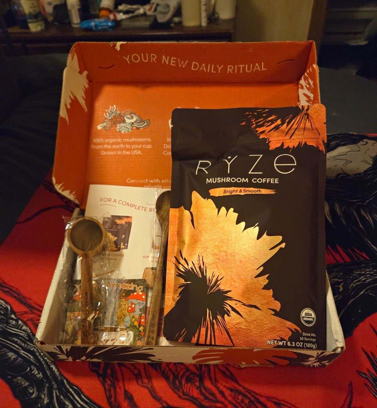RYZE Mushroom Coffee Bright & Smooth Instant Drink Mix, Box 180 g