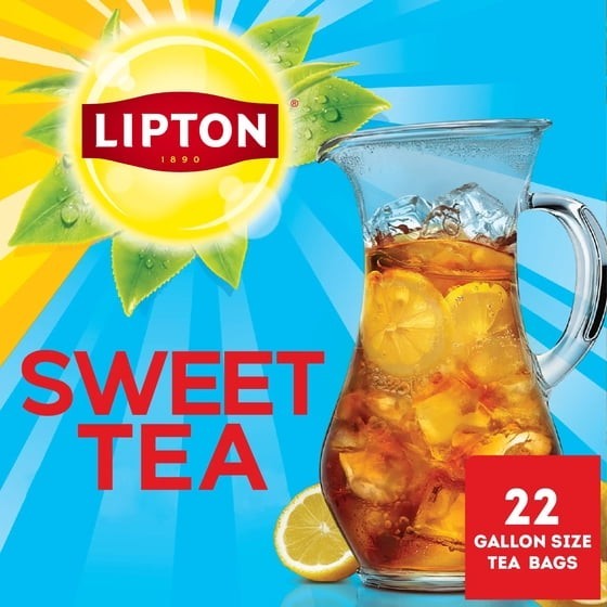 Lipton Iced Southern Sweet Black Tea Bags, Gallon Size, 22 Count-4 pack-