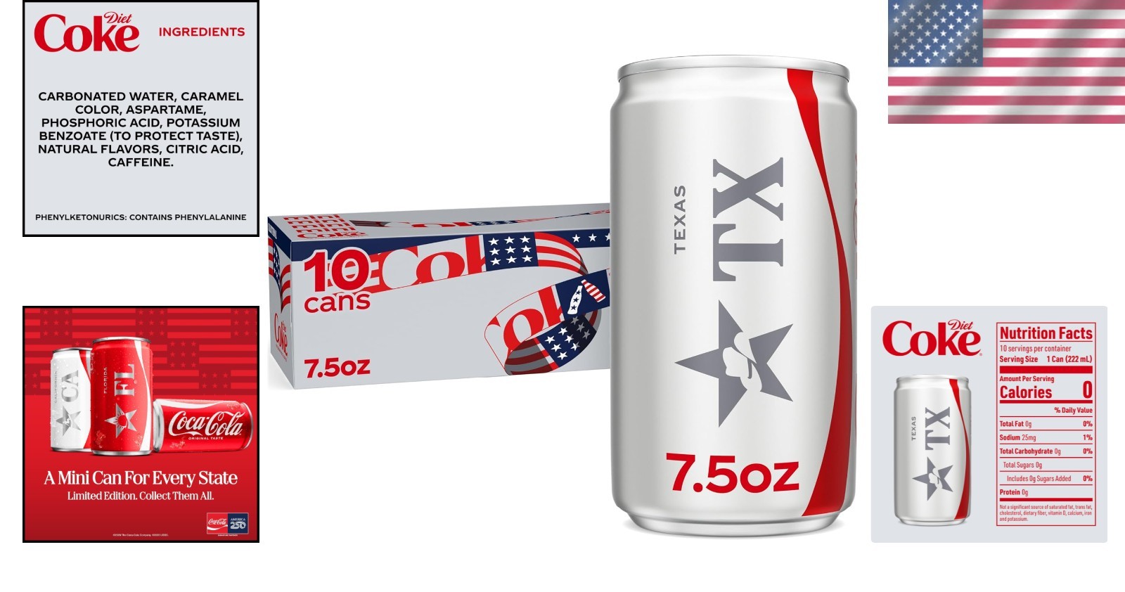 Refreshing Diet Soda Pack: 10 x 7.5 fl oz Mini Cans with 28 mg Caffeine