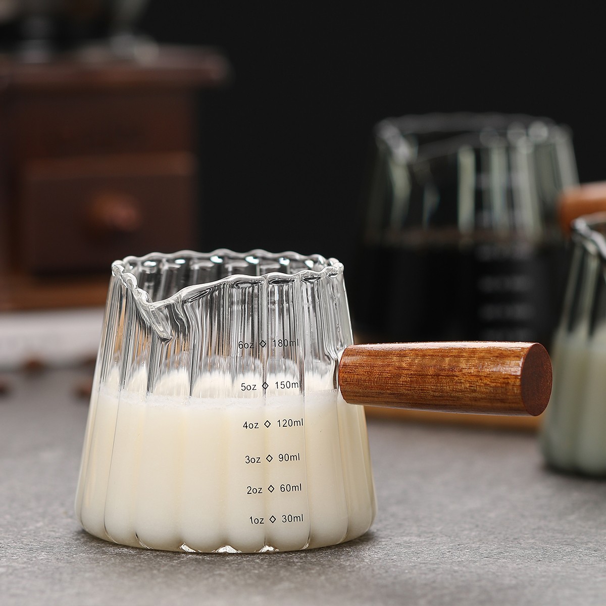 1 Pcs 180ml Mini Coffee Cup, Glass Milk Cup, Italian Coffee Cup With Wooden Hand