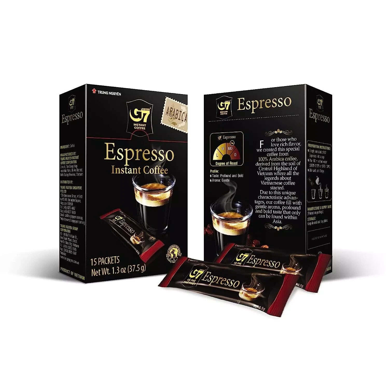 Trung Nguyen G7 Espresso Instant Coffee 15 Sticks x 2.5 g ~6/15/2025