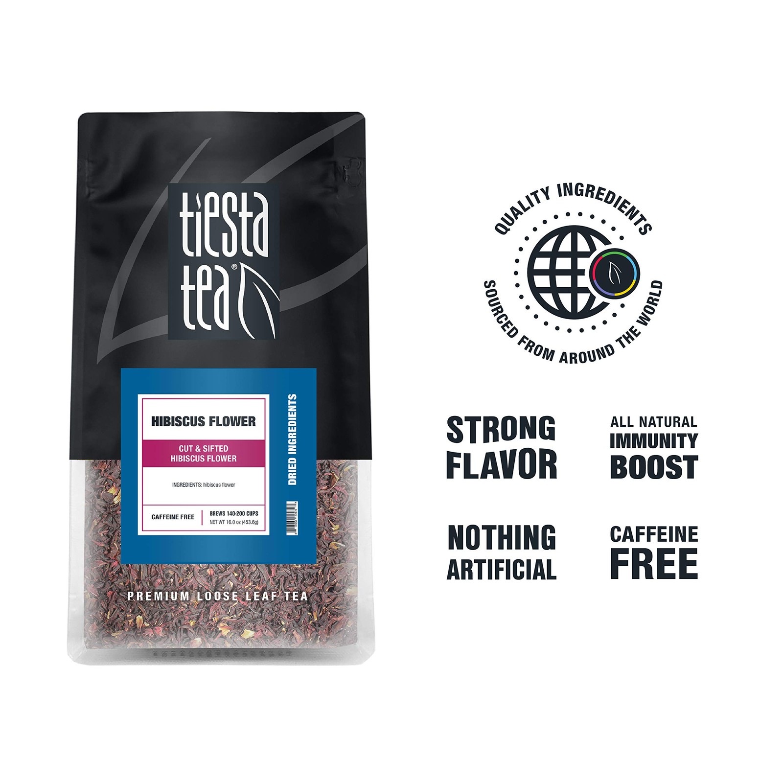 200 Cups Loose Leaf Hibiscus Tea Dried Flowers Resealable Bulk Pouch 16oz