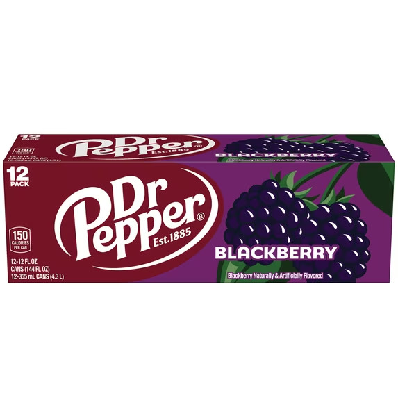 Dr Pepper Blackberry Soda Pop 12 fl oz 12 pack cans – Free Shipping