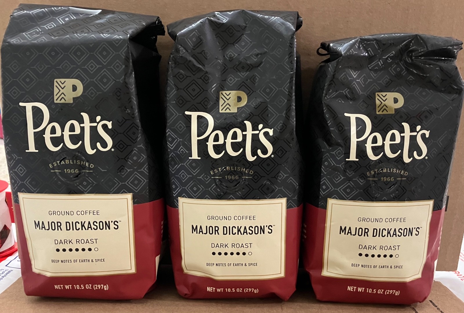 Peet’s Major Dickason’s Blend Ground Coffee 3 Packages Dark Roast