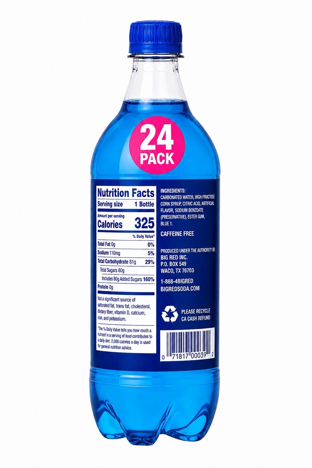 Big Blue Soda 20oz Exotic Pop 24 Pack Of Bottles ( Big Red )