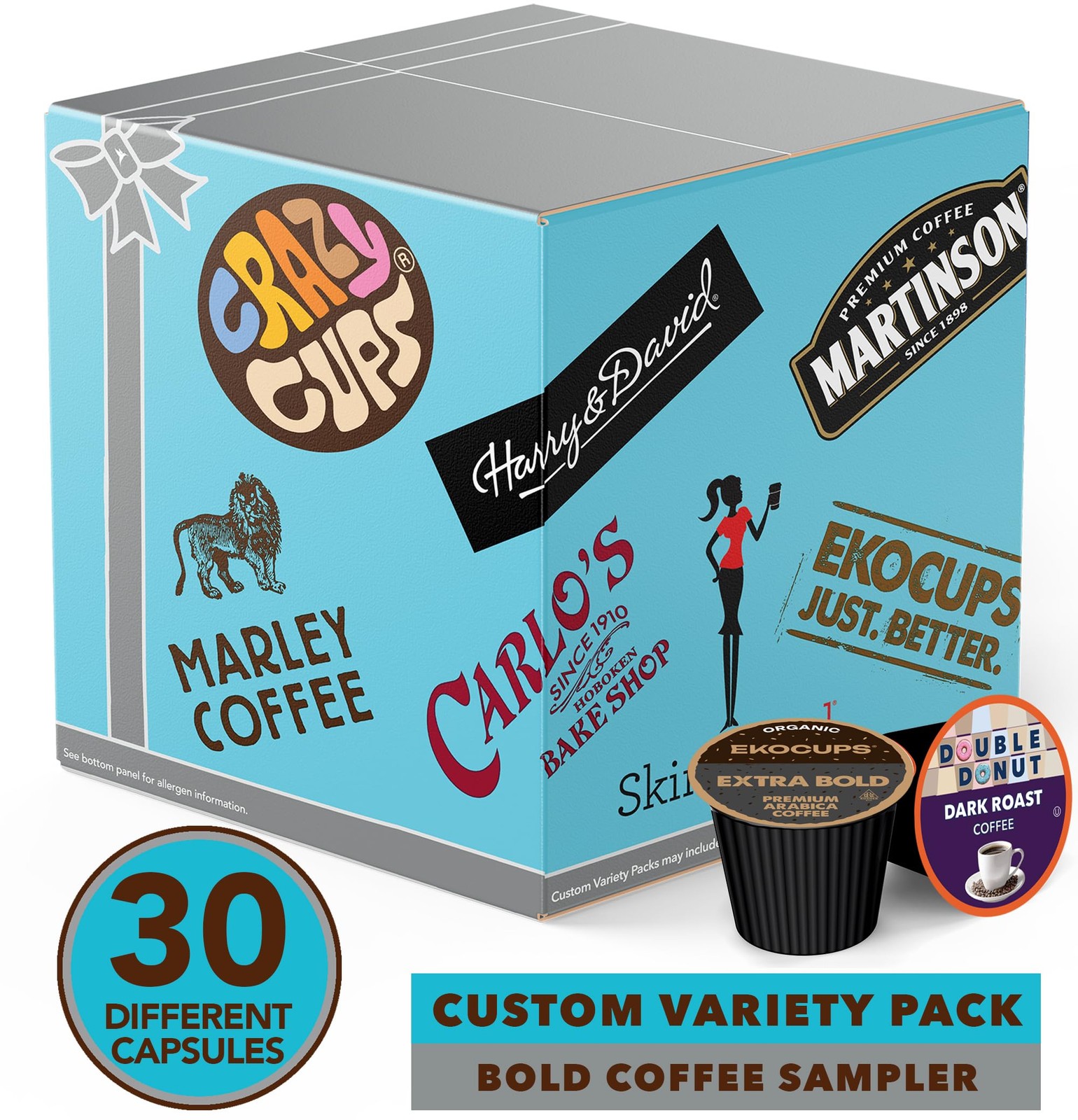 Crazy Cups Custom Variety Pack Coffee Pods | Dark Roast 30 Count (Pack of 1)