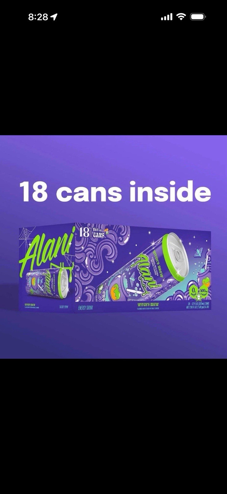 Alani Witch’s Brew Energy Drink 18-Pack 12 fl oz (355 mL) 200mg, Sugar Free