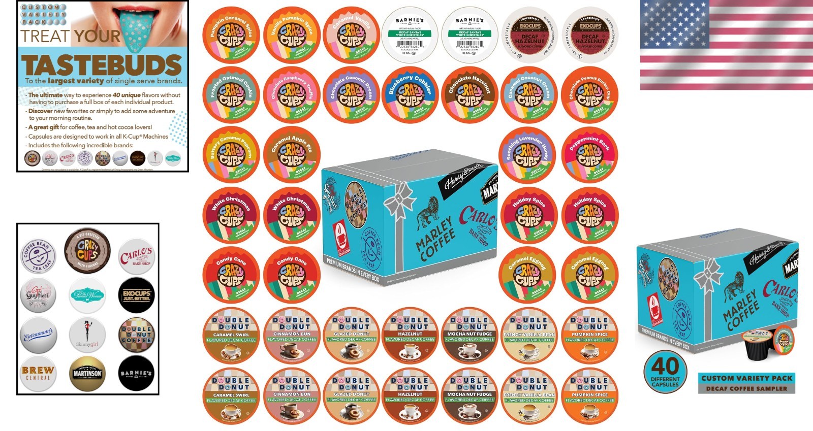 Decaf Coffee Pods Variety Pack – 40 Flavors for Every Taste, Keurig Compatible