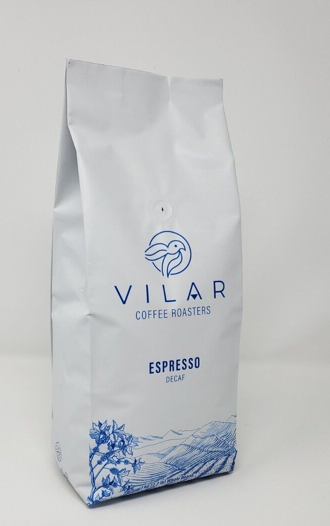 1 Kg, 2.2 Lb Vilar Decaf Espresso Coffee Beans Dark, Decaffeinated, Whole Bean