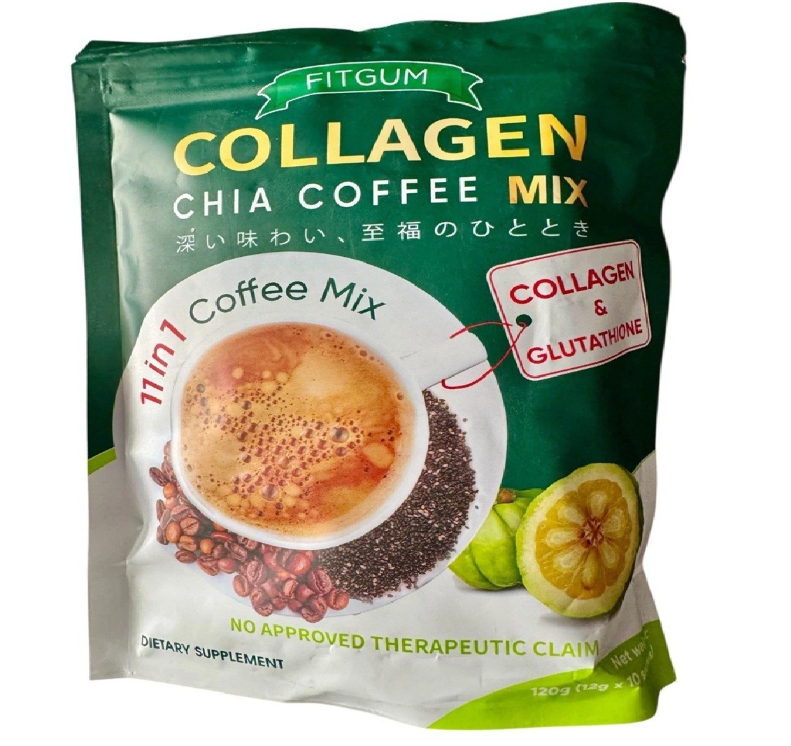 3 Pack – FITGUM 20X Collagen Chia Coffee 11 in 1 Coffee Mix Authentic USA Seller