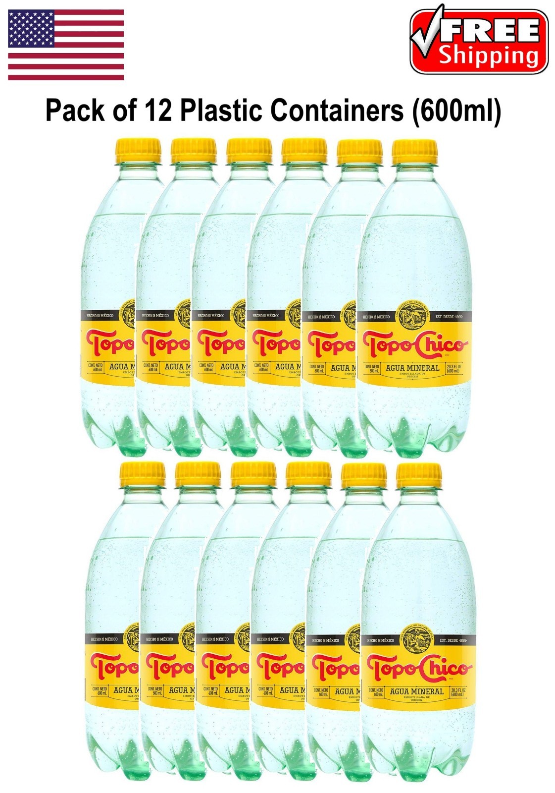 Topo Chico Mineral Water 12 Pack 600ml Bottles Sparkling Mexican Spring Water
