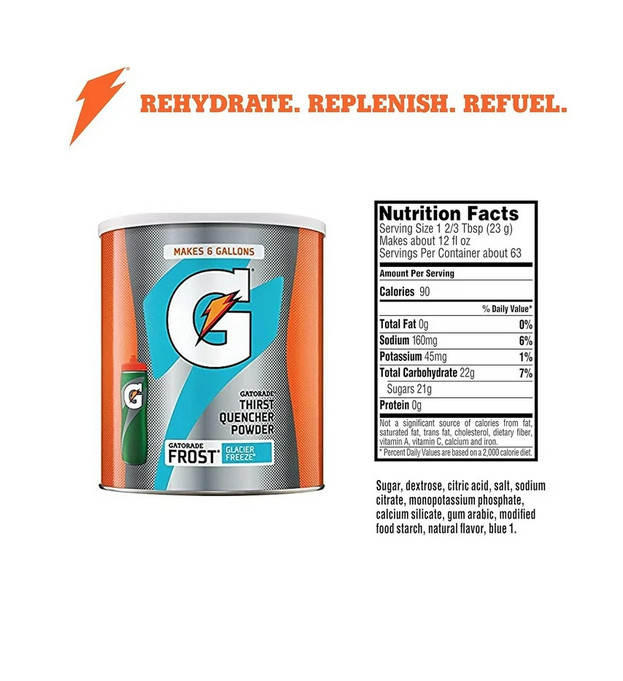 Gatorade Thirst Quencher Glacier Freeze, Powdered Energy Drink Mix, 50.9 oz, 1 C