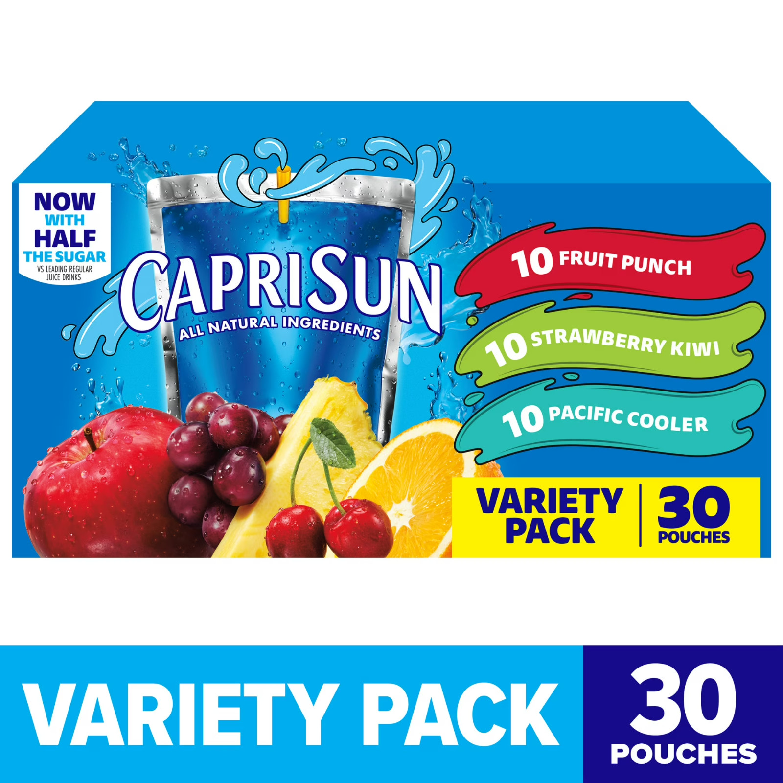 Capri Sun Fruit Punch, Strawberry Kiwi & Pacific Cooler Juice 30 ct Box, 6 fl oz