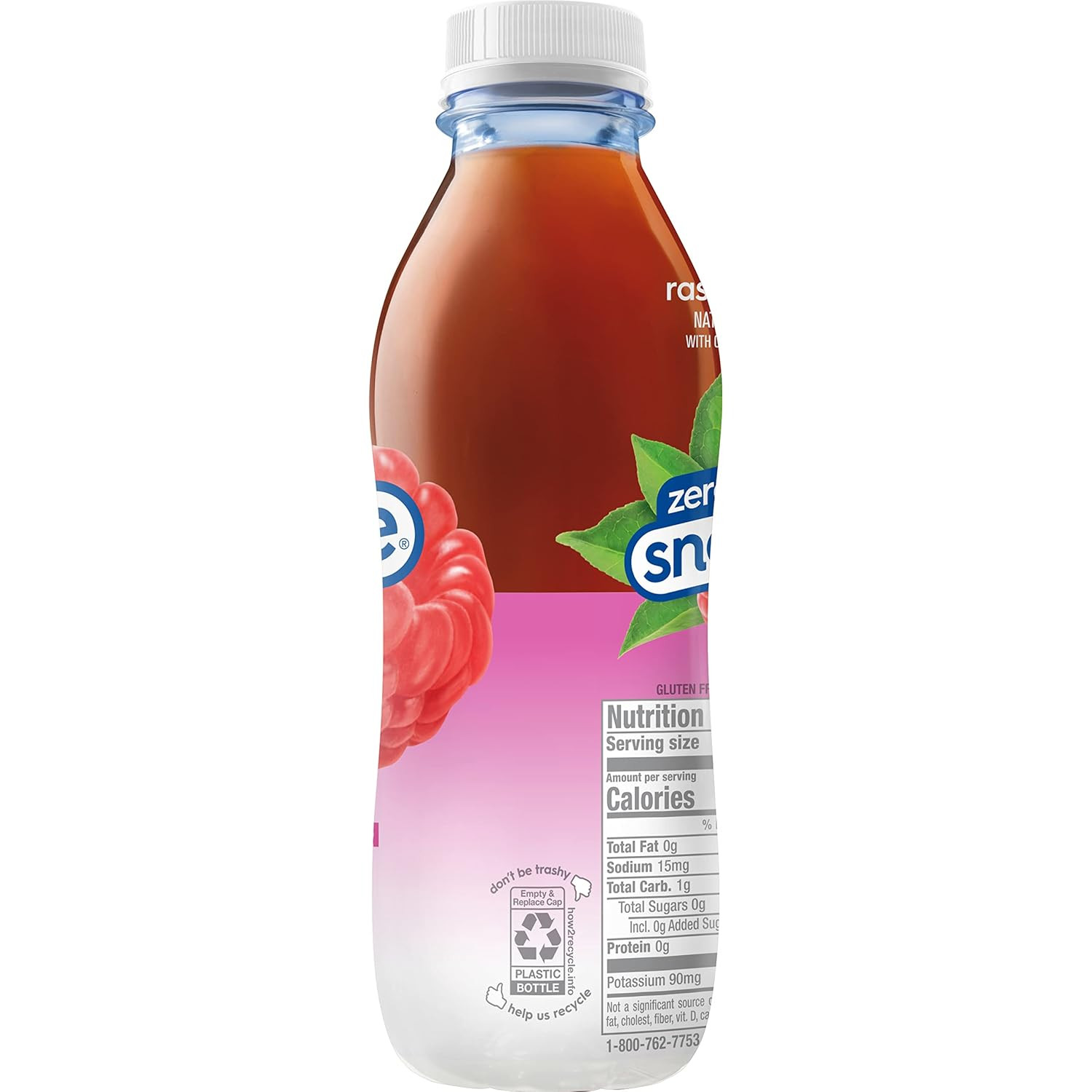 Zero Sugar Raspberry Tea, 16 Fl Oz Recycled Plastic Bottle, Pack of 12