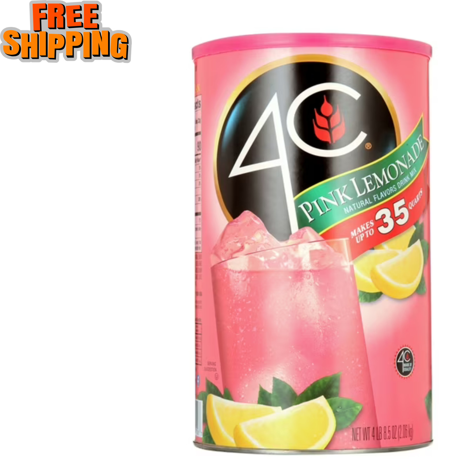 4C 35 Qt Powdered Soft Drink Mix Pink Lemonade, 72.5 oz, Single Pack Canister-