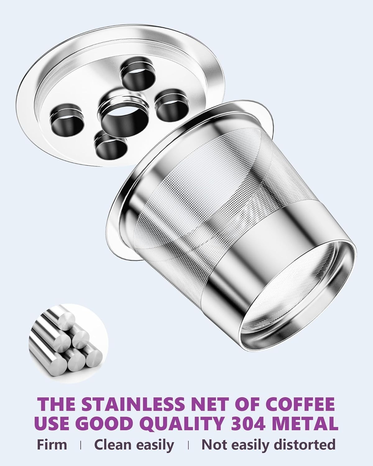 Universal Refillable Coffee Pods with 5 Holes, Suitable for k cups, Stainless st