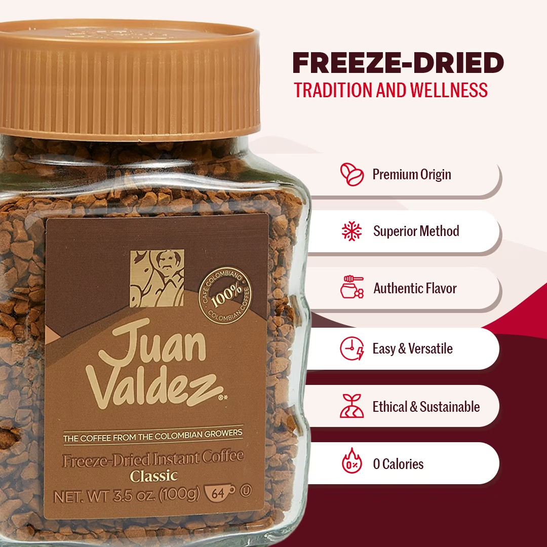 Juan Valdez Classic Freeze-Dried Instant Coffee – Premium Colombian, 3.52 oz @@