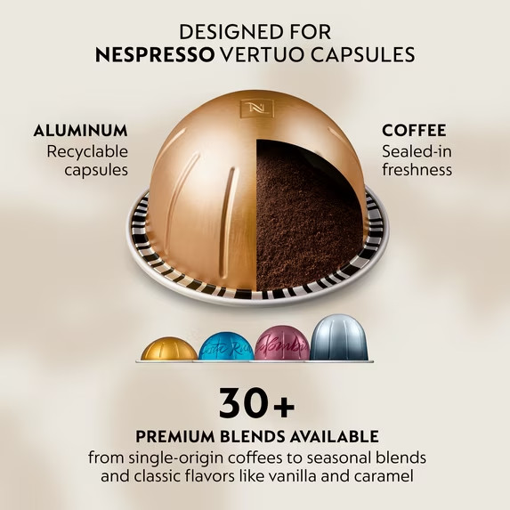 Nespresso Capsules Vertuo, Half Caffeinato, Mild Roast Coffee, 30-Count Coffee P
