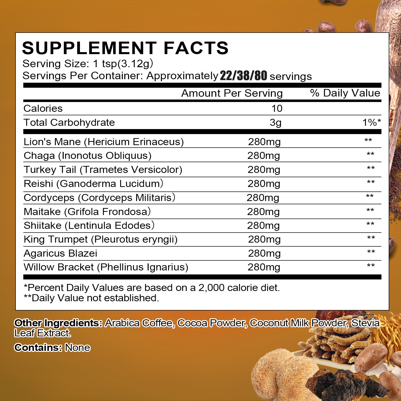 Mushroom Coffee-Organic Coffee Supplement – Boost Energy 22/38/80 Servings