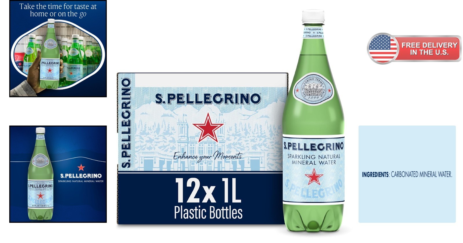Unflavored Sparkling Mineral Water – Pack of 12 Plastic Bottles 33.8 Fl Oz