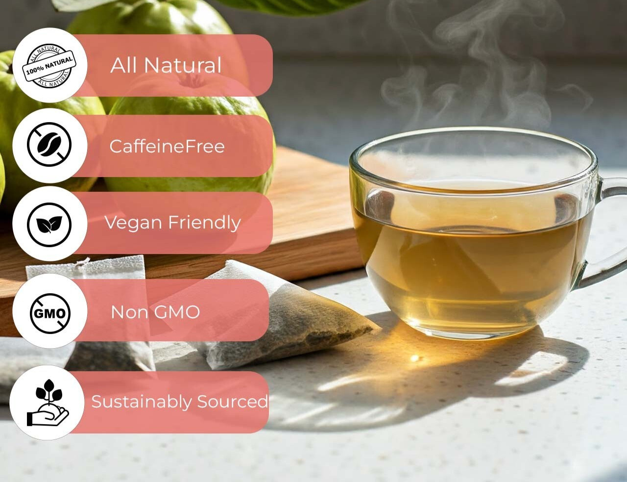 75 Organic Guava Leaf Tea Bags, 100% Pure Guava Tea, DiabeticTea