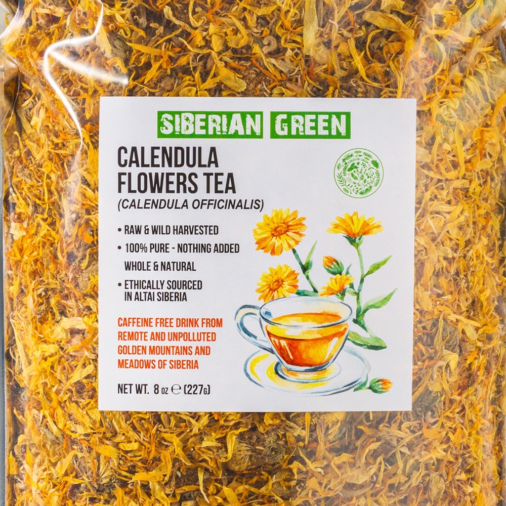 Siberian Green Calendula Flowers Petals Tea 227g (8 oz) Dried Marigold Altai