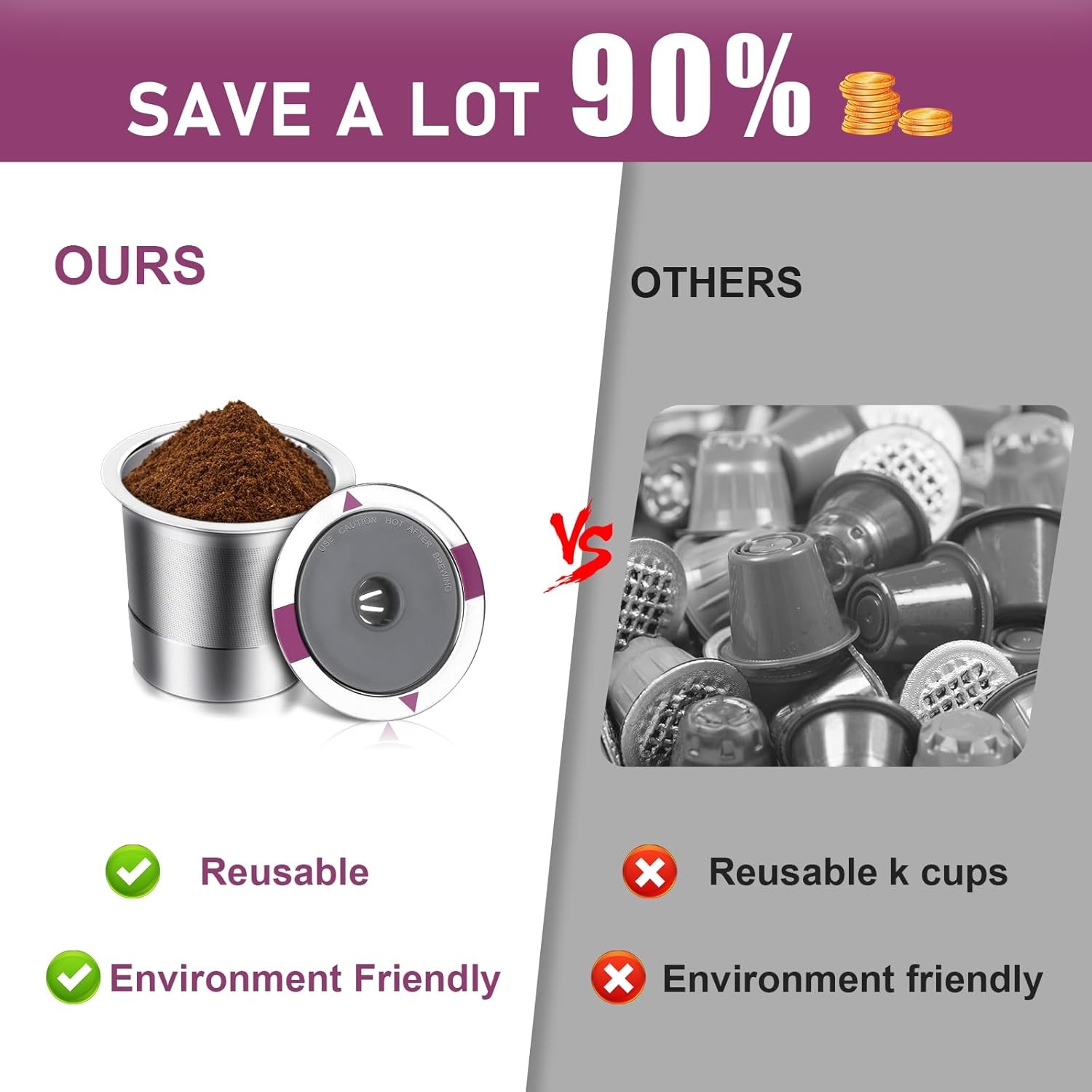 Reusable K Cups for K eurig, Universal stainless steel Coffee 1-PACK