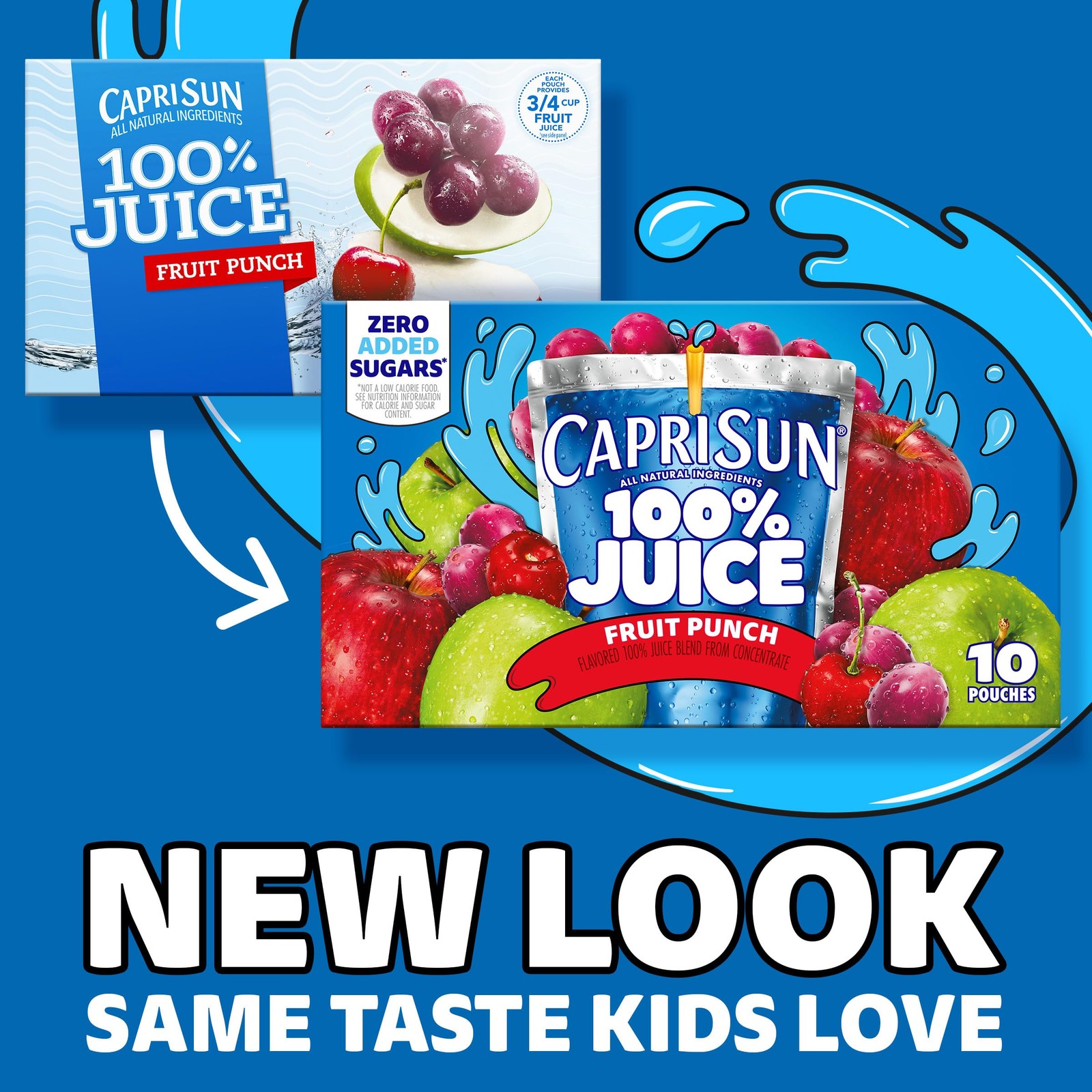 Capri Sun Fruit Punch Ready-to-Drink 100% Juice (40 Pouches, 4 Boxes of 10)