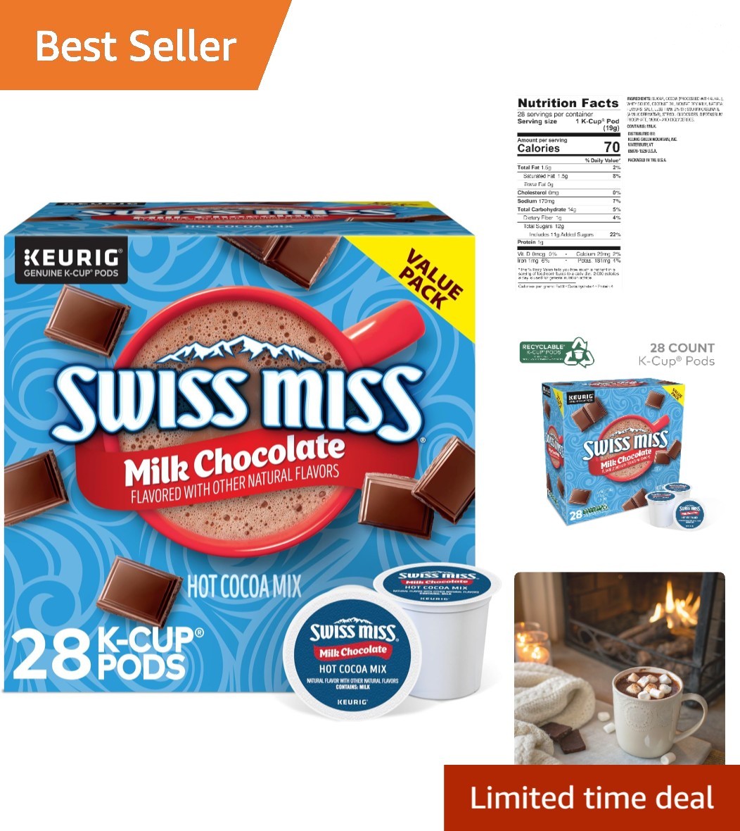 28 Count Swiss Miss Milk Chocolate Hot Cocoa K-Cup Pods for Anytime Enjoyment