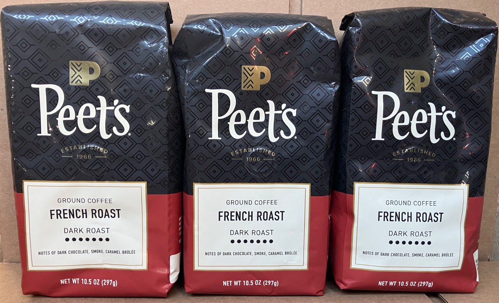Peet’s French Roast Ground Coffee 3 Packages Dark Roast