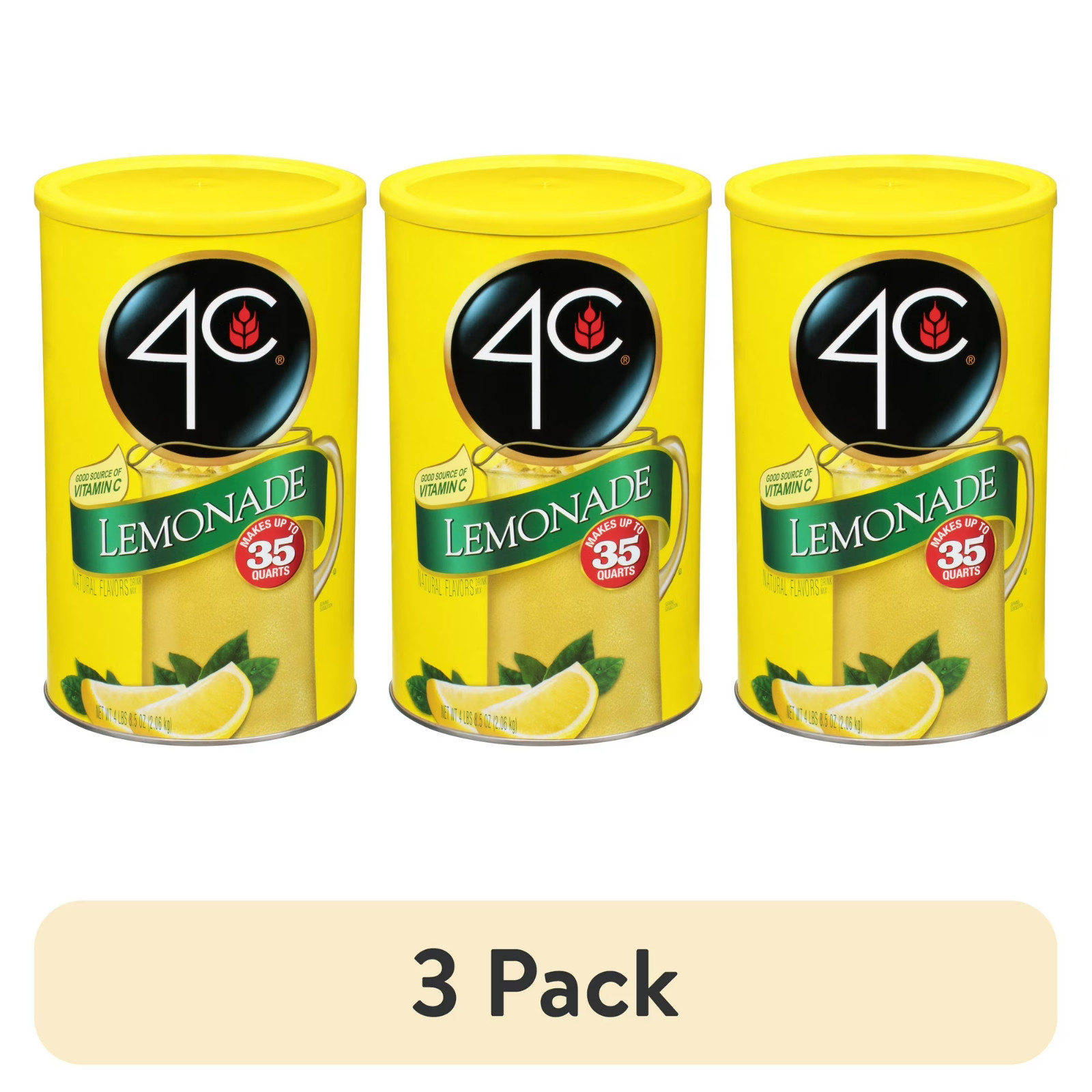 (3 pack) 4C 35 Qt Powdered Soft Drink Mix Lemonade, 72.5 oz, Single Pack…