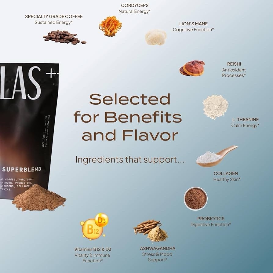 Atlas+ Coffee Superblend– Instant Mushroom Coffee with Lion’s Mane Exp ‘27-28