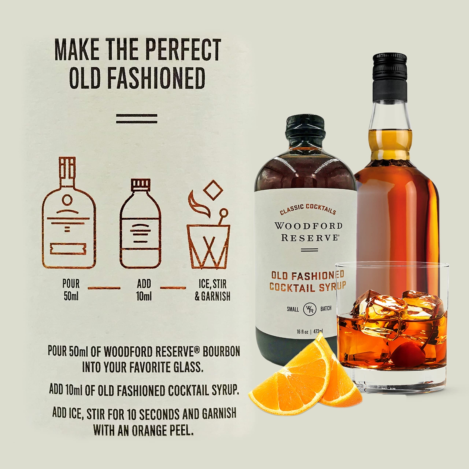 Woodford Reserve Old Fashioned Cocktail Syrup 16 Fl Oz Makes Perfect Drinks