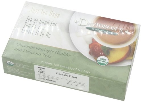 Davidson’s Classic Chai Tea 100 Count Organic Assam Black Tea Bags Spicy Blend
