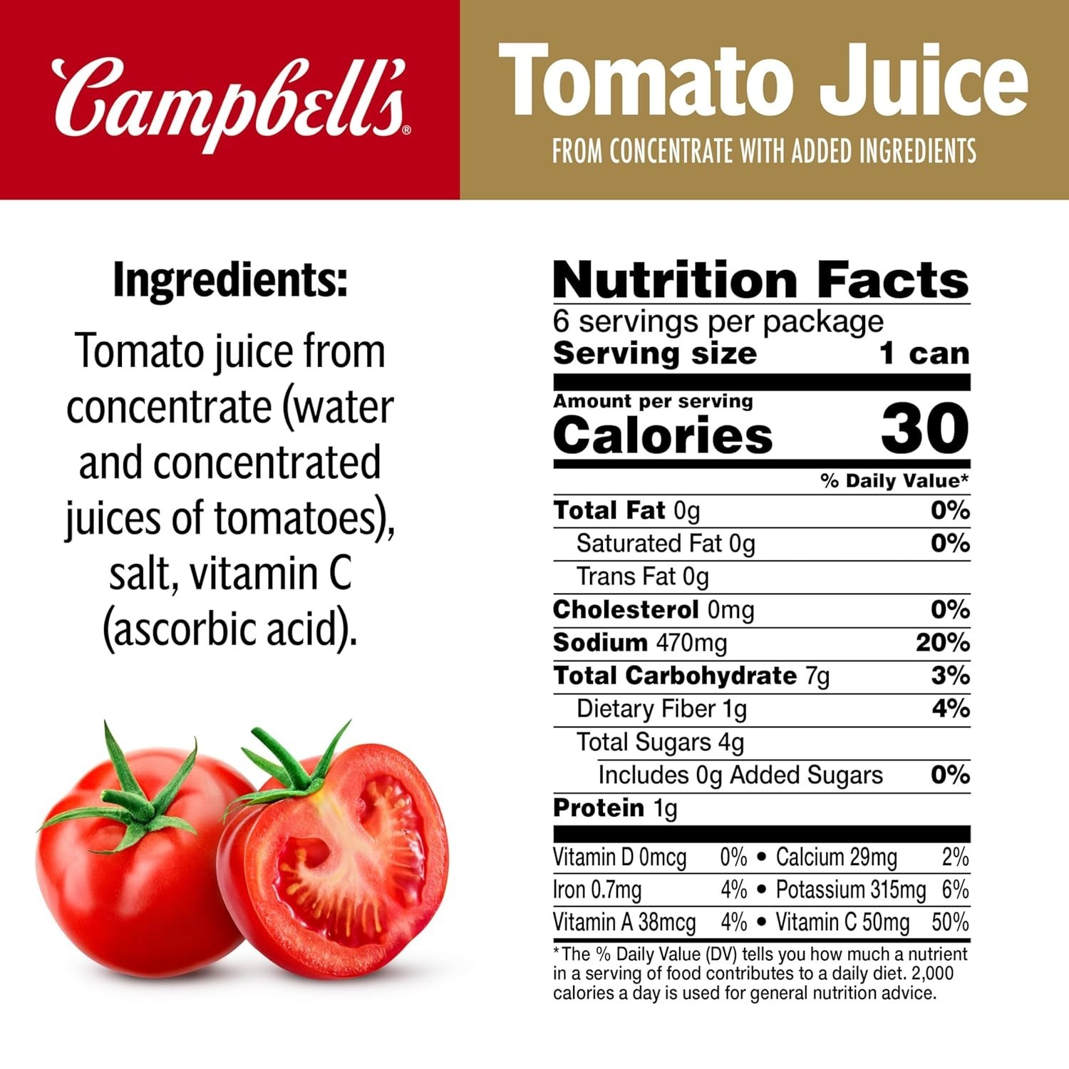 Campbell’s 100% Tomato Juice, 5.5 Fl Oz Can, 6 Pack; Fresh New, Free Shipping