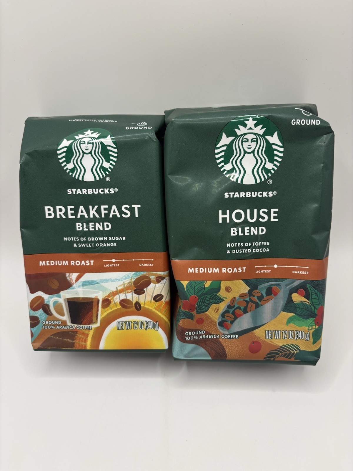 Starbucks House Blend & Breakfast Blend Ground Coffee Medium Roast BB: 9/21/2026