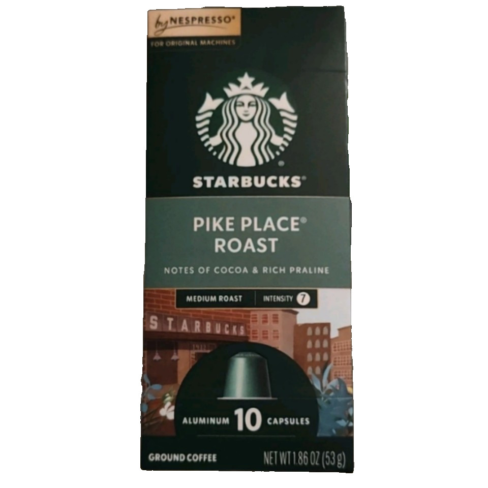 Starbucks Nespresso Coffee Pike Place Roast 10 Aluminum Capsule Medium Roast