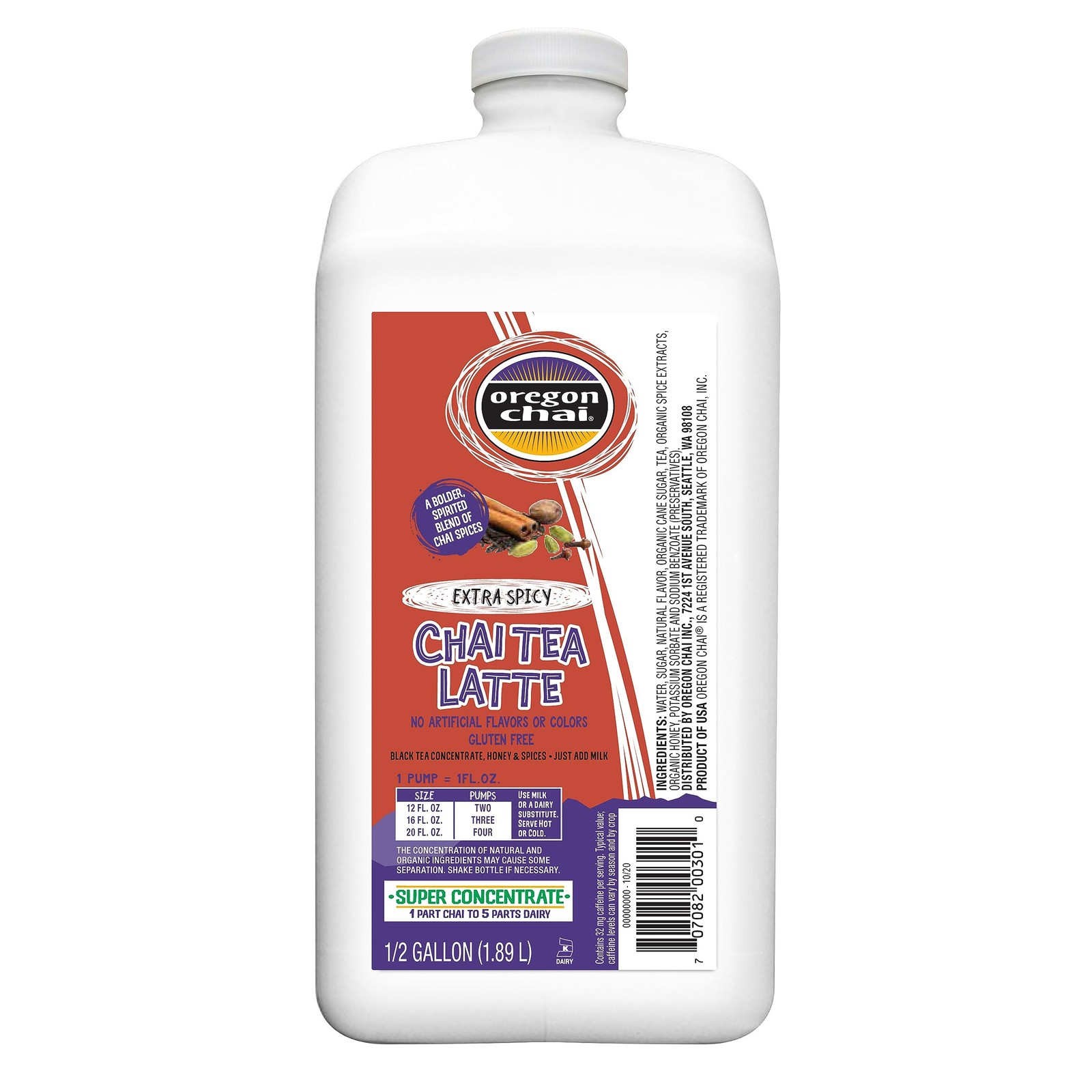 Extra Spicy Chai Concentrate 64 Fluid Ounce Liquid Beverage Single Pack