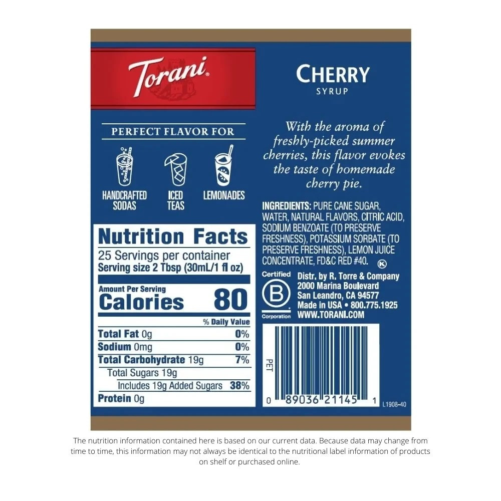 Torani Original Cherry Syrup, 25.4 fl oz