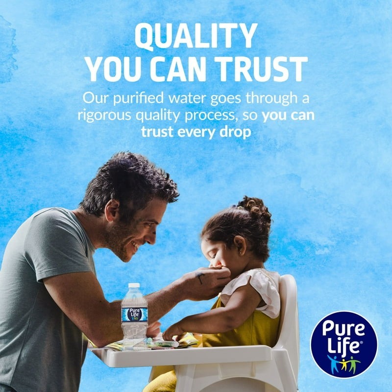 Pure Life Purified Water, 16.9 Fl Oz / 500 mL, Plastic Bottled Water (35 Pack)