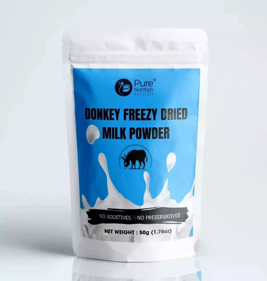 100% PURE NATURAL HERBS DONKEY MILK POWDER FREEZE DRIED 50GM (1.76 Oz)