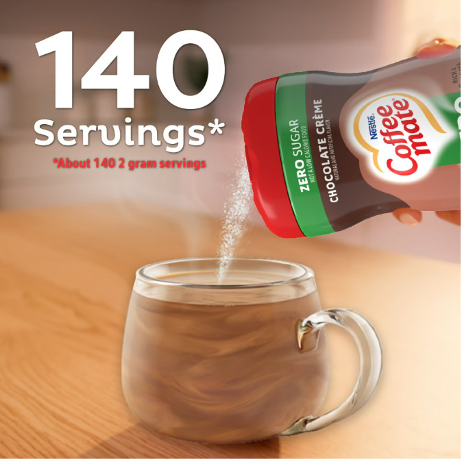 2PK Nestle Coffee mate Chocolate Creme Sugar Free Powder Coffee Creamer, 10.2oz