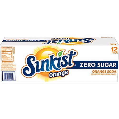 Sunkist Zero Sugar Orange Soda 12 Pack Caffeinated Bold Flavor 12Oz Cans