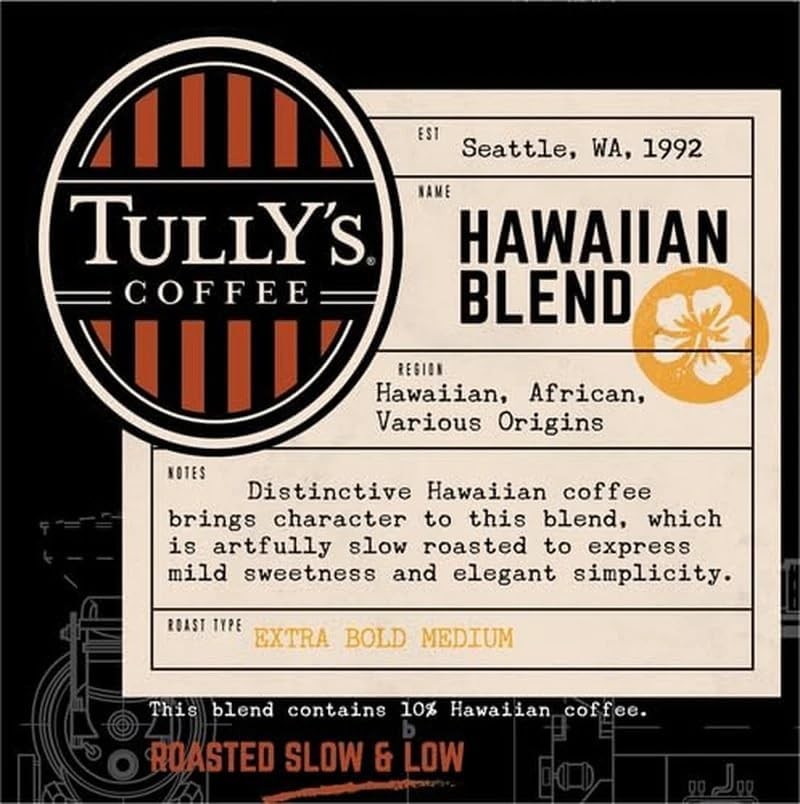 Tully’s Coffee Hawaiian Blend Coffee Single-Serve K-Cup Pods,