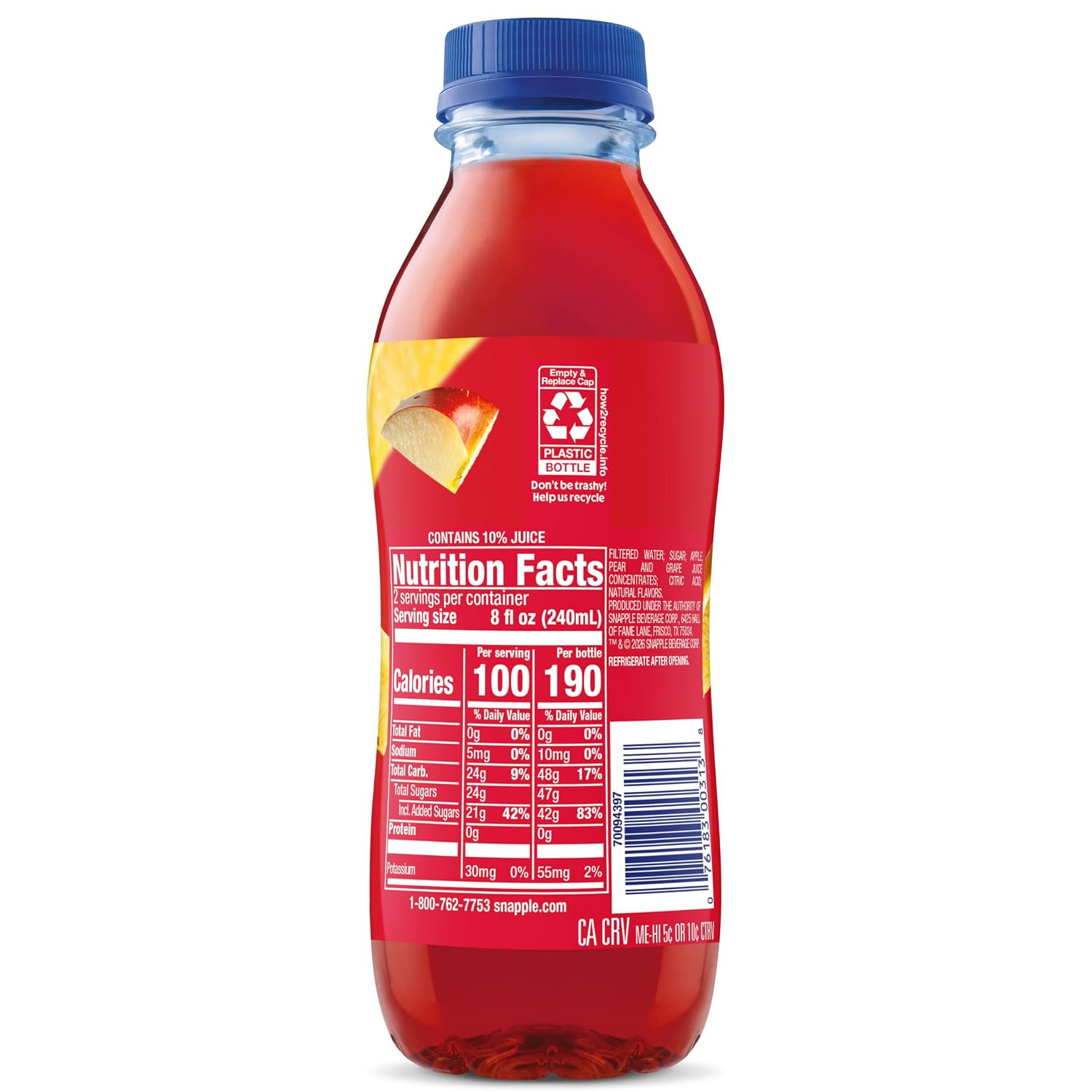 Fruit Punch Juice Drink, 16 fl oz recycled plastic bottle, Pack of 12