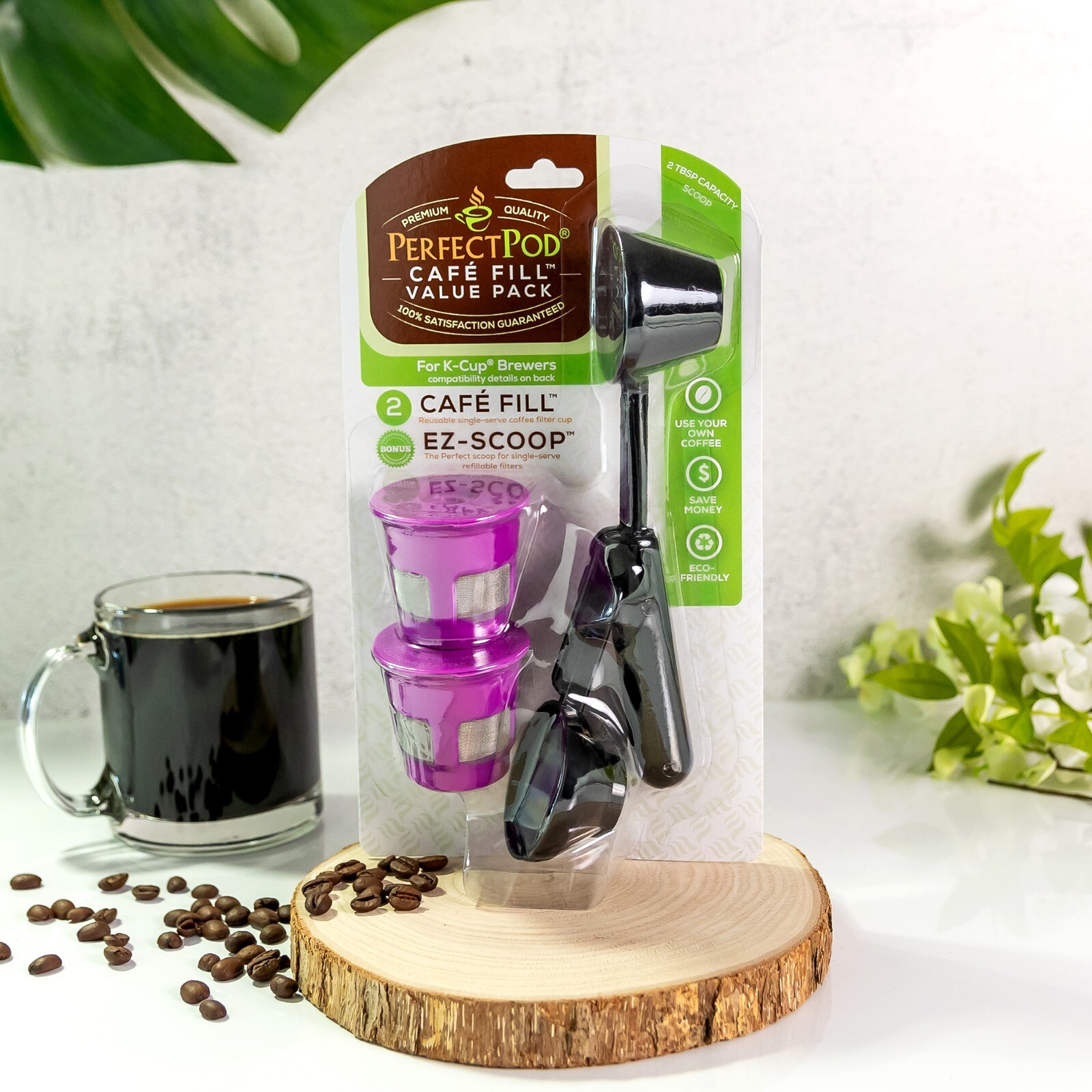 Cafe-Fill Value Pack by Perfect Pod 2 Reusable K-Cup Coffee Filter +Coffee Scoop