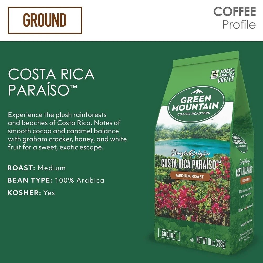 6 Bags of Green Mountain Costa Rica Paraiso Ground Coffee 10oz – Old Stock