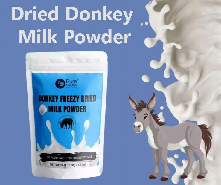 (PACK OF 2) 100% NATURAL HERBS DONKEY MILK POWDER FREEZE DRIED (3.05 OZ) 100 GM